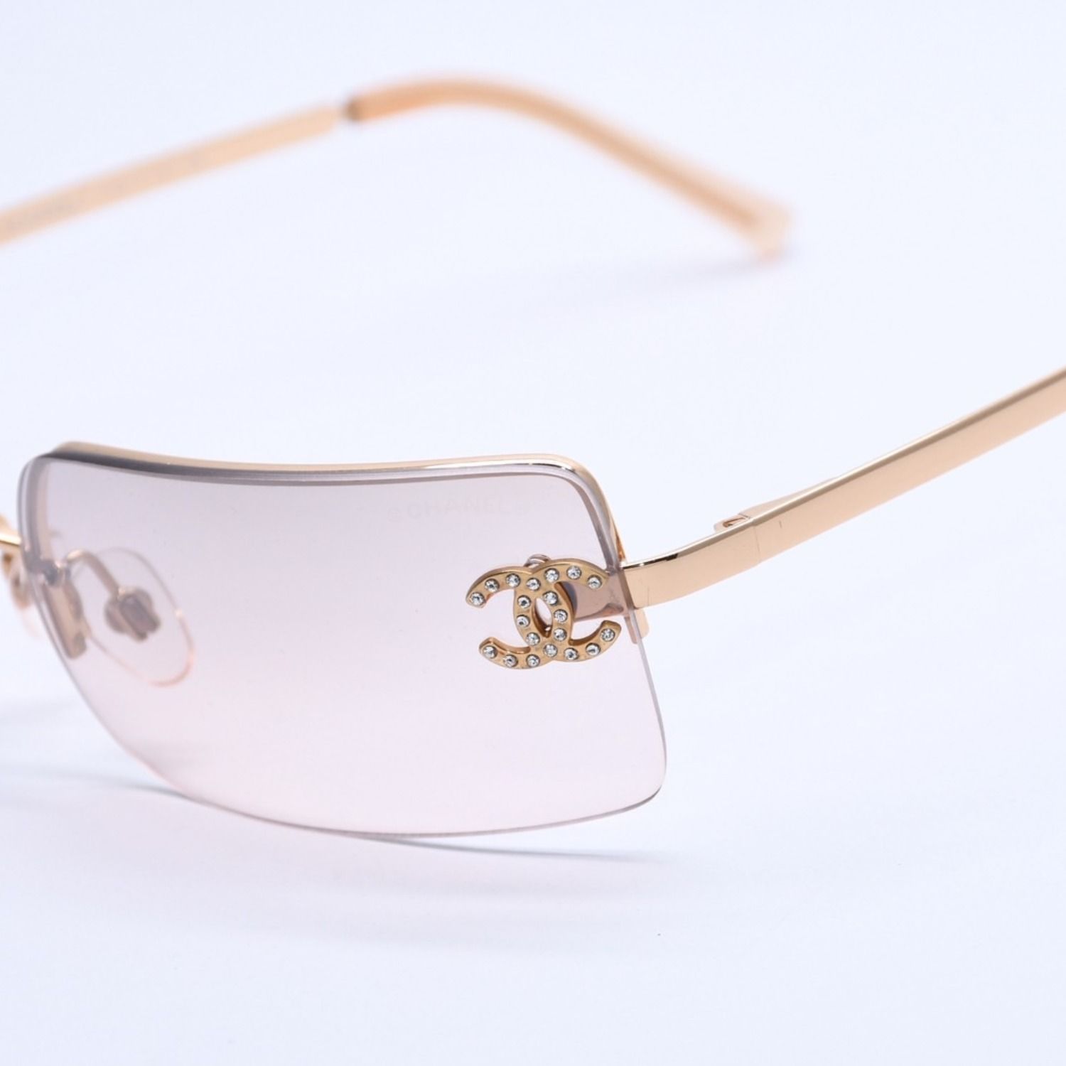 Chanel Half Rim Sunglasses Eyewear CC Logo Rhinestone — view 7