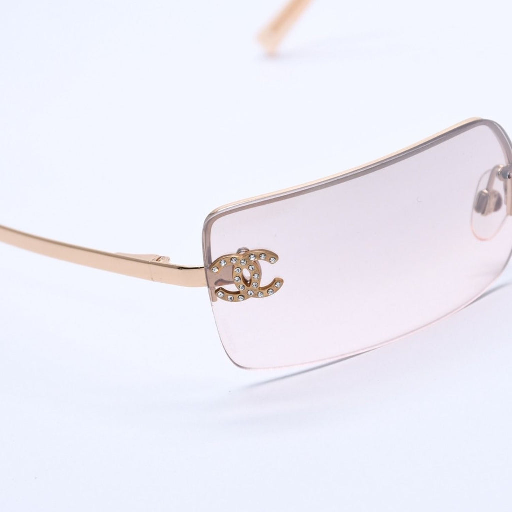 Chanel Half Rim Sunglasses Eyewear CC Logo Rhinestone — view 8