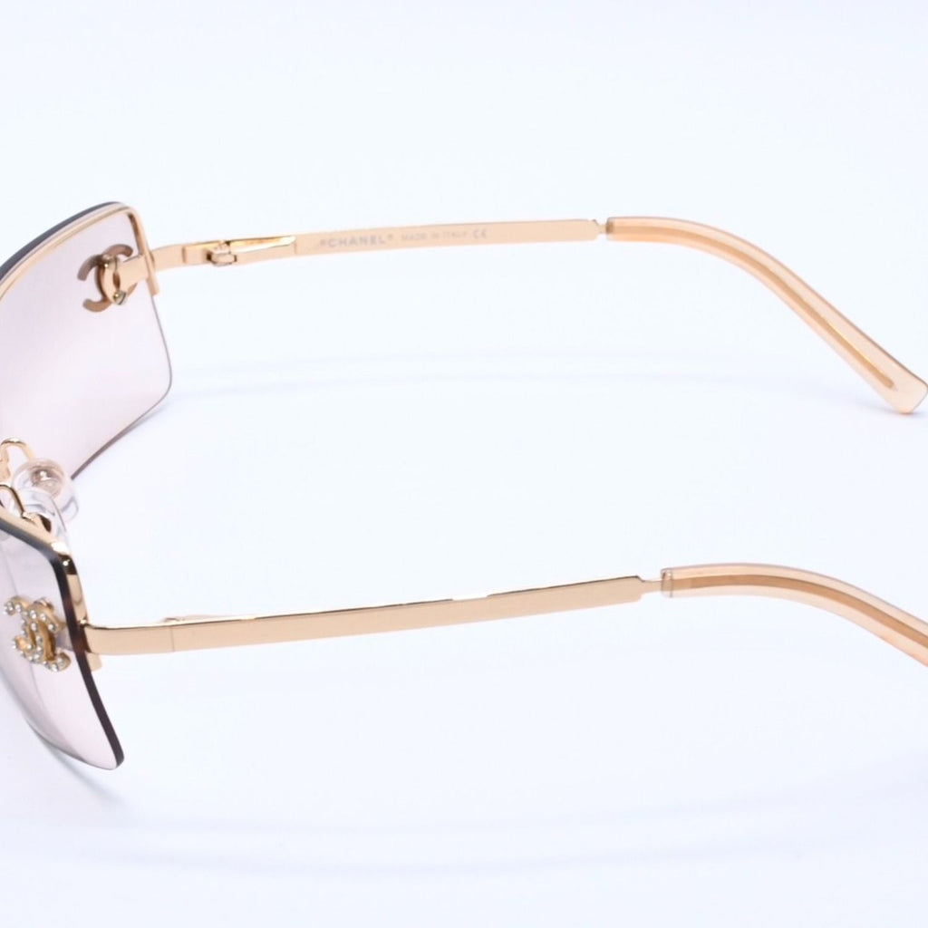 Chanel Half Rim Sunglasses Eyewear CC Logo Rhinestone — view 6