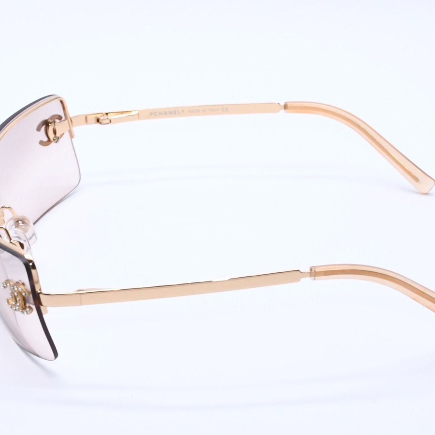 Chanel Half Rim Sunglasses Eyewear CC Logo Rhinestone — view 6