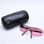 Chanel Rimless Shield Sunglasses Eyewear 120 CC Logo Pink Black