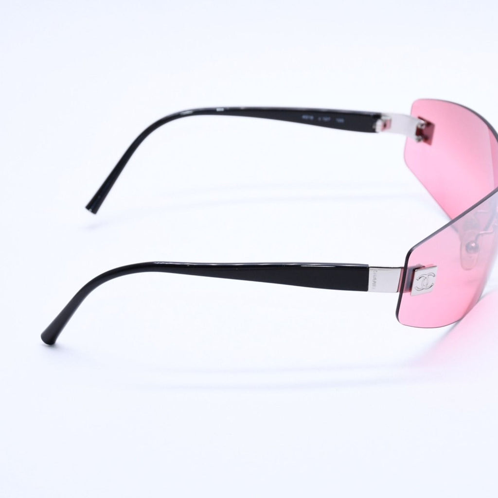 Chanel Rimless Shield Sunglasses Eyewear 120 CC Logo Pink Black — view 5