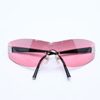 Chanel Rimless Shield Sunglasses Eyewear 120 CC Logo Pink Black — view 2