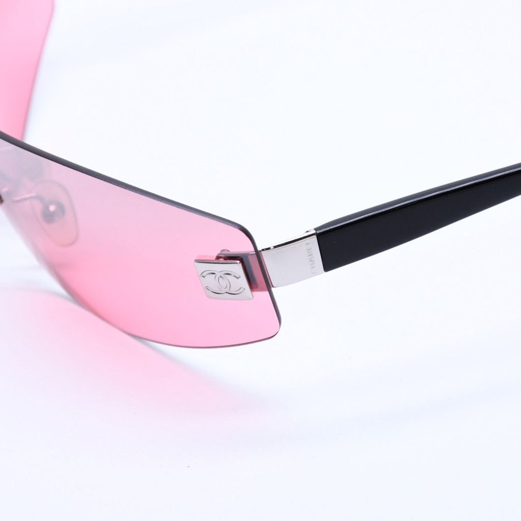 Chanel Rimless Shield Sunglasses Eyewear 120 CC Logo Pink Black — view 7