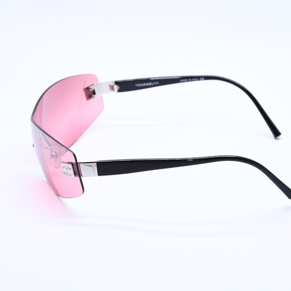 Chanel Rimless Shield Sunglasses Eyewear 120 CC Logo Pink Black — view 6