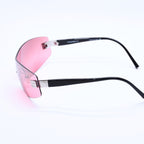 Chanel Rimless Shield Sunglasses Eyewear 120 CC Logo Pink Black — view 6