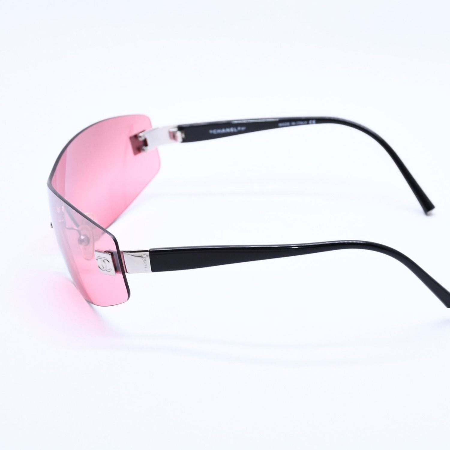 Chanel Rimless Shield Sunglasses Eyewear 120 CC Logo Pink Black — view 6