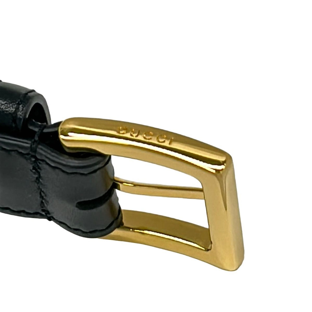 Gucci Belt 80 32 Black Gold Horsebit Leather — view 6