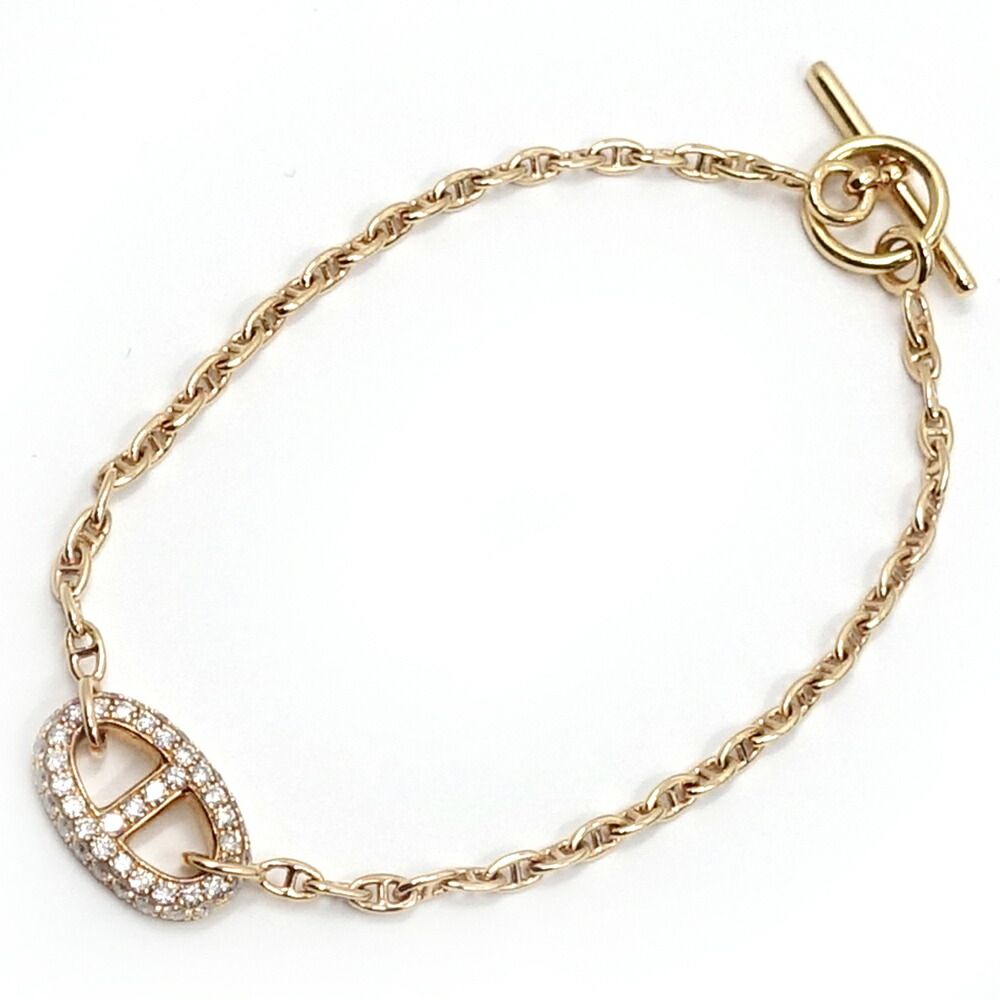 Hermes Chaine D'ancre Farandole Bracelet Pink Gold Pave Diamond