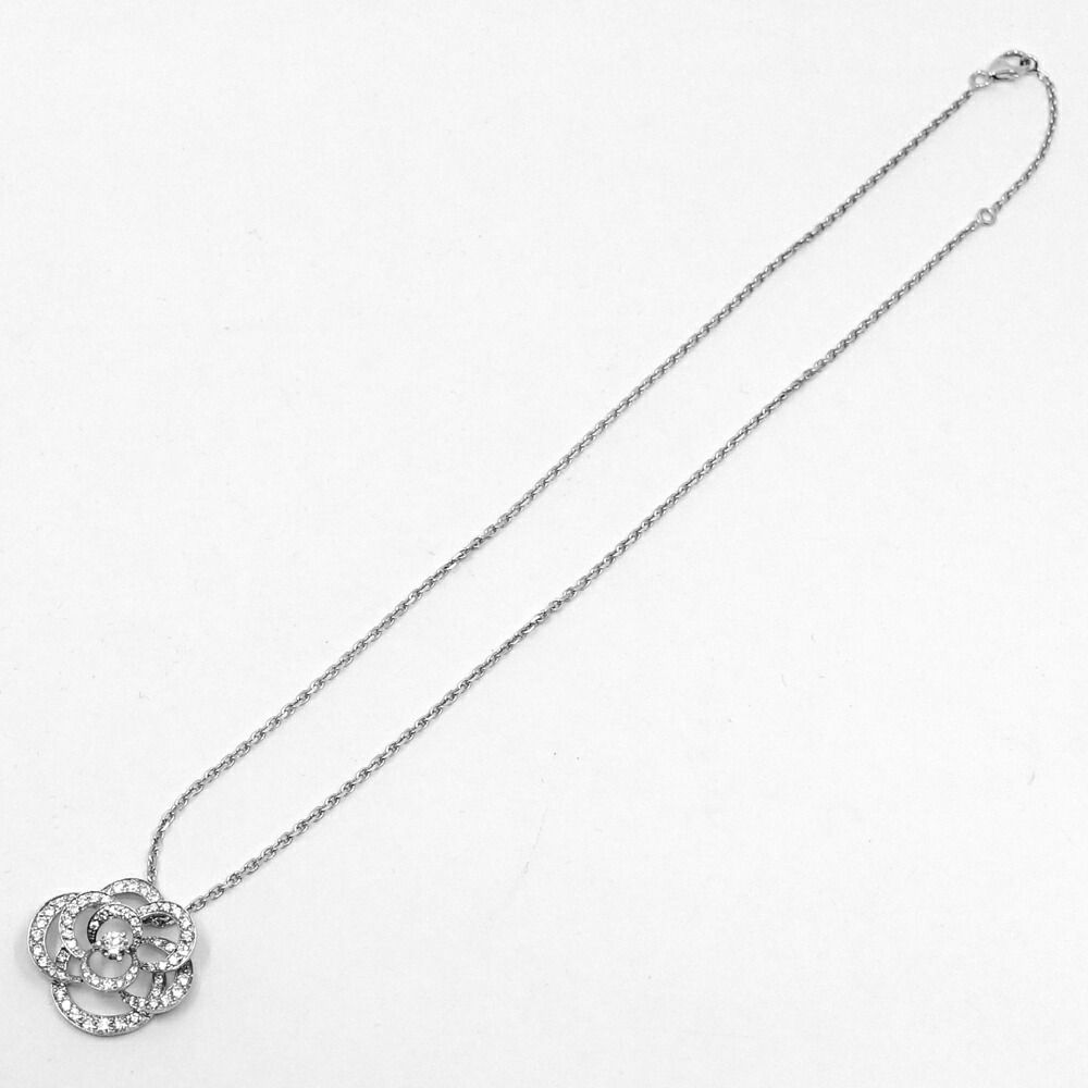 Chanel 18k White Gold Camellia Diamond Pave Pendant — view 8