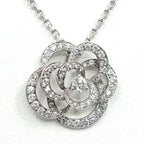 Chanel 18k White Gold Camellia Diamond Pave Pendant — view 2