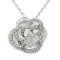 Chanel 18k White Gold Camellia Diamond Pave Pendant