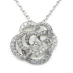 Chanel 18k White Gold Camellia Diamond Pave Pendant