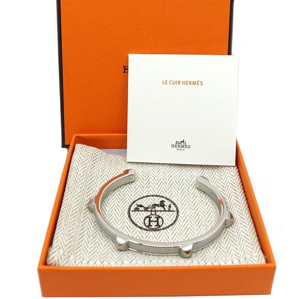 Hermes Bracelet Athena Arjan Bangle Leather Metal — view 8