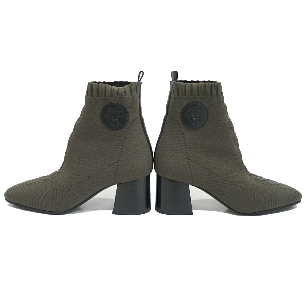 Hermes Vol Vert Short Boots 37.5 JP..5 cm Khaki Black — view 5