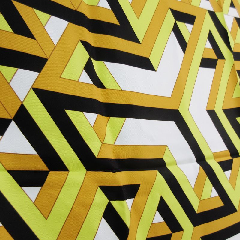 Hermes Carre 90 Cube Geometric Large Silk Scarf All Over Pattern Yellow Black — view 6