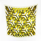 Hermes Carre 90 Cube Geometric Large Silk Scarf All Over Pattern Yellow Black