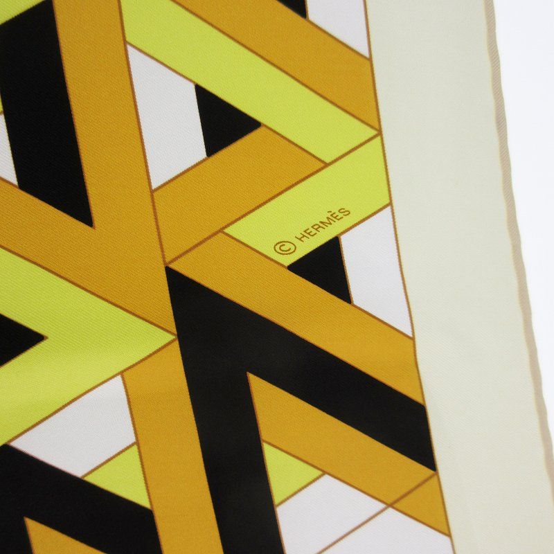 Hermes Carre 90 Cube Geometric Large Silk Scarf All Over Pattern Yellow Black — view 5