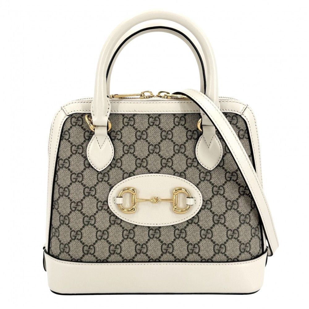 Gucci 2-Way Horsebit Small Top Handle Shoulder Bag Crossbody GG Supreme Canvas