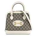 Gucci 2-Way Horsebit Small Top Handle Shoulder Bag Crossbody GG Supreme Canvas