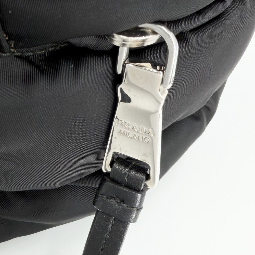 Prada 2-Way Bomber Triangle Logo Shoulder Bag Crossbody Tote Nylon Black Silver — view 7