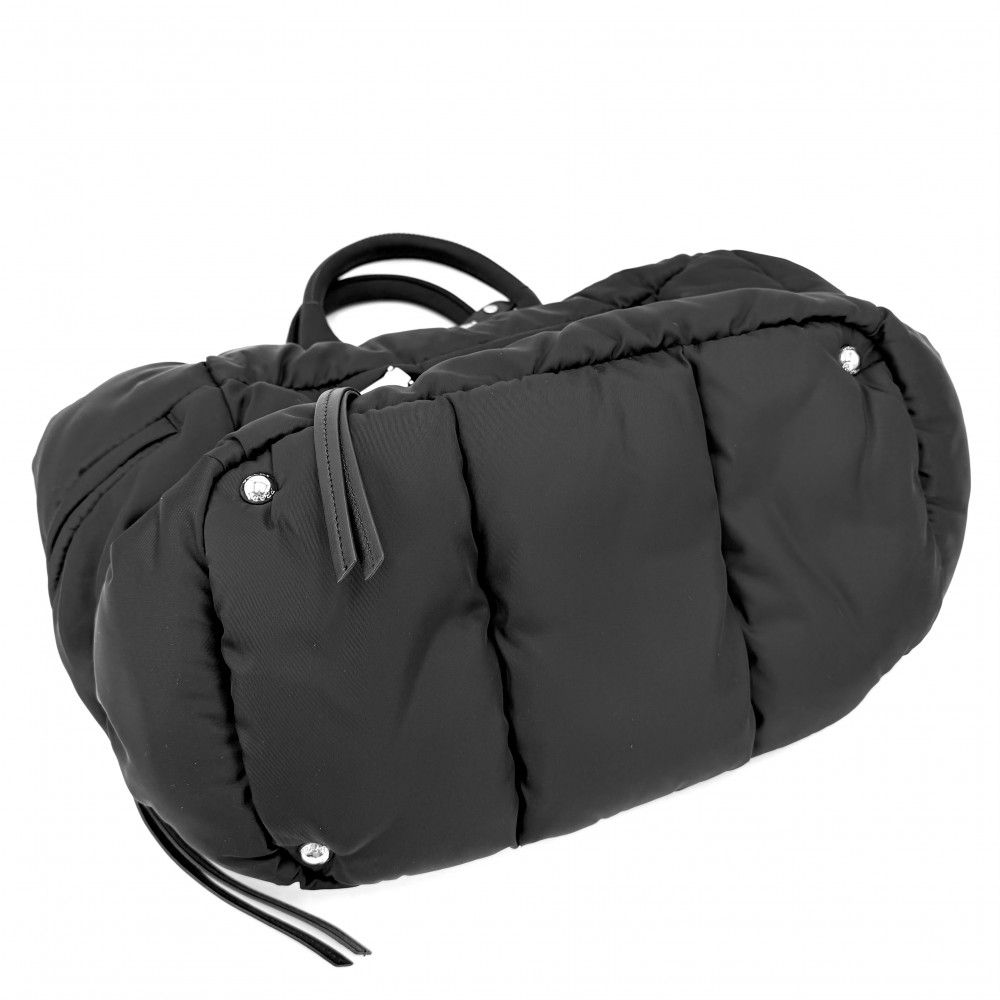Prada 2-Way Bomber Triangle Logo Shoulder Bag Crossbody Tote Nylon Black Silver — view 3