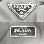Prada 2-Way Bomber Triangle Logo Shoulder Bag Crossbody Tote Nylon Black Silver — view 4