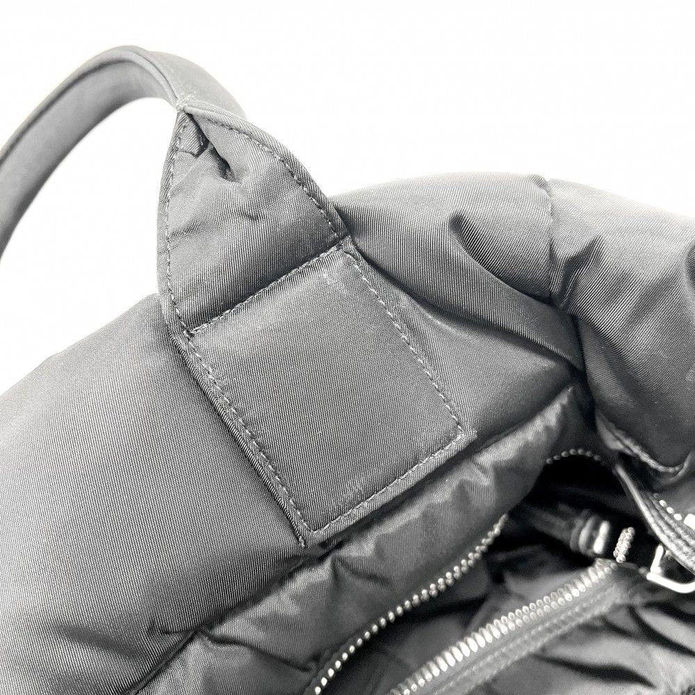 Prada 2-Way Bomber Triangle Logo Shoulder Bag Crossbody Tote Nylon Black Silver — view 8