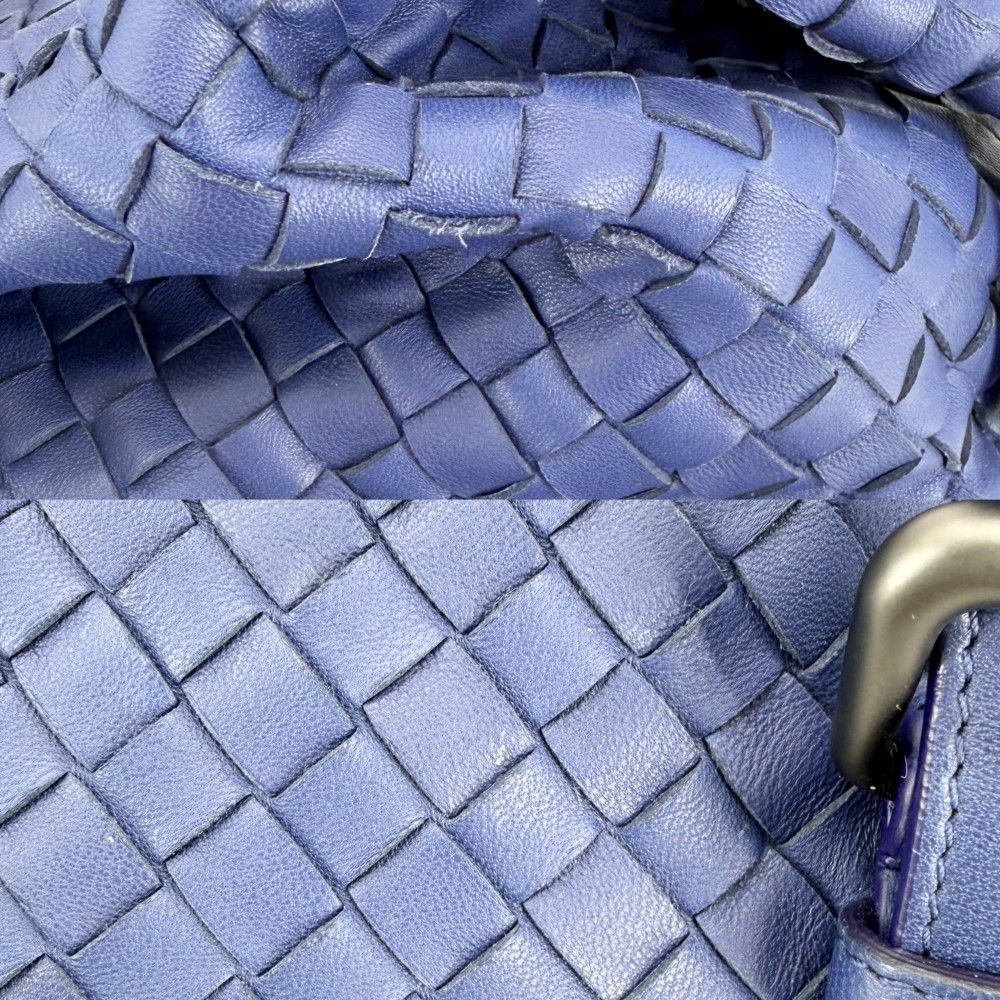 Bottega Veneta Intrecciato Montaigne Tote Shoulder Bag Leather Blue Matte Black — view 7