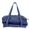 Bottega Veneta Intrecciato Montaigne Tote Shoulder Bag Leather Blue Matte Black