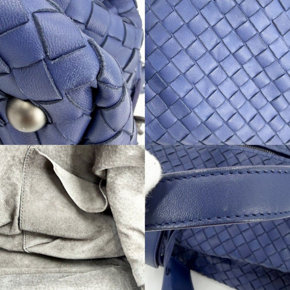Bottega Veneta Intrecciato Montaigne Tote Shoulder Bag Leather Blue Matte Black — view 6