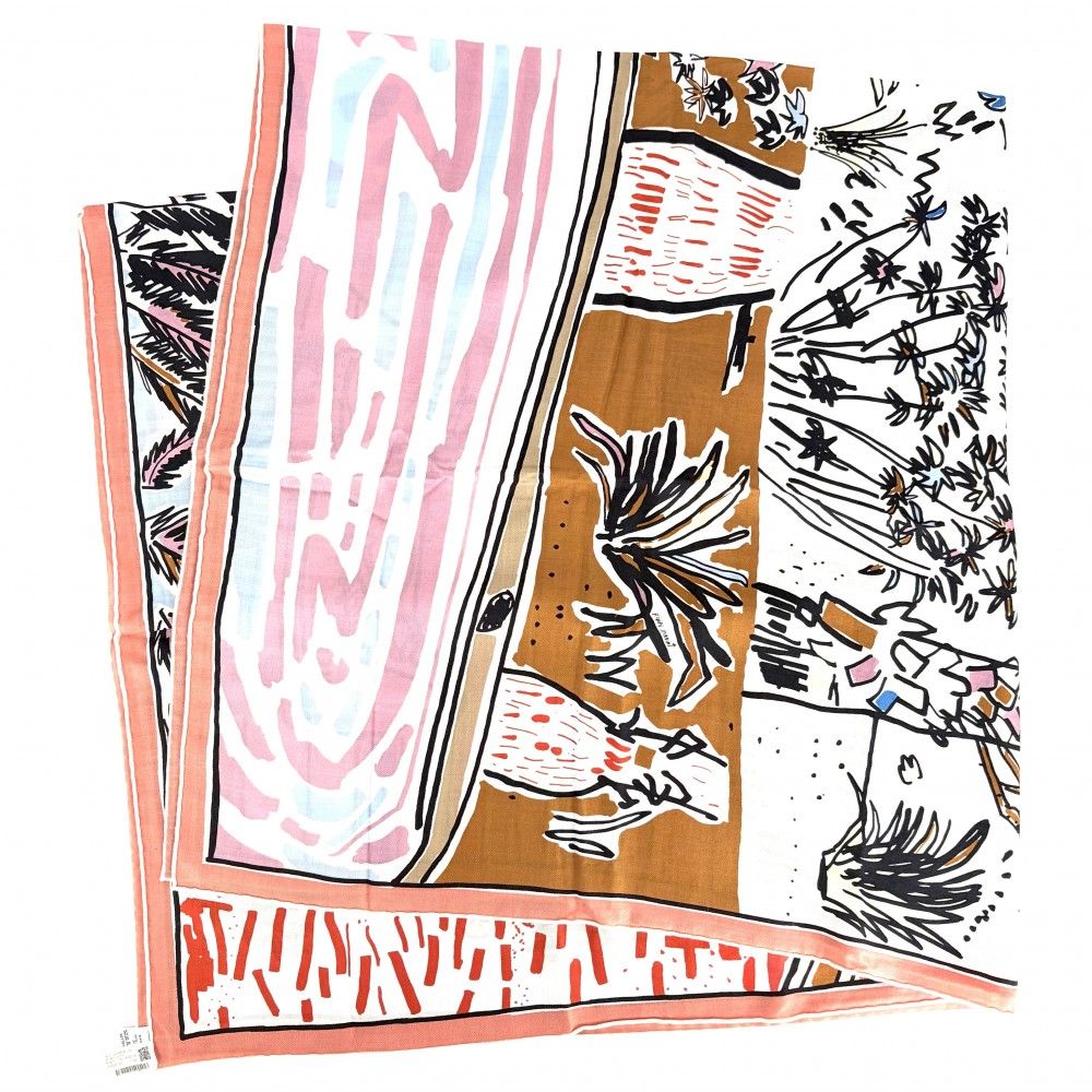 Hermes Shawl Carre Geant Rayures D'ete Scarf Large 140 Cashmere Silk Multicolor