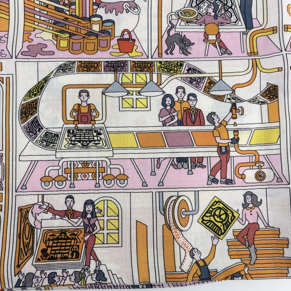 Hermes Shawl Carre Geant la Maison Des Carres Scarf Large de 140 Cashmere Silk — view 4