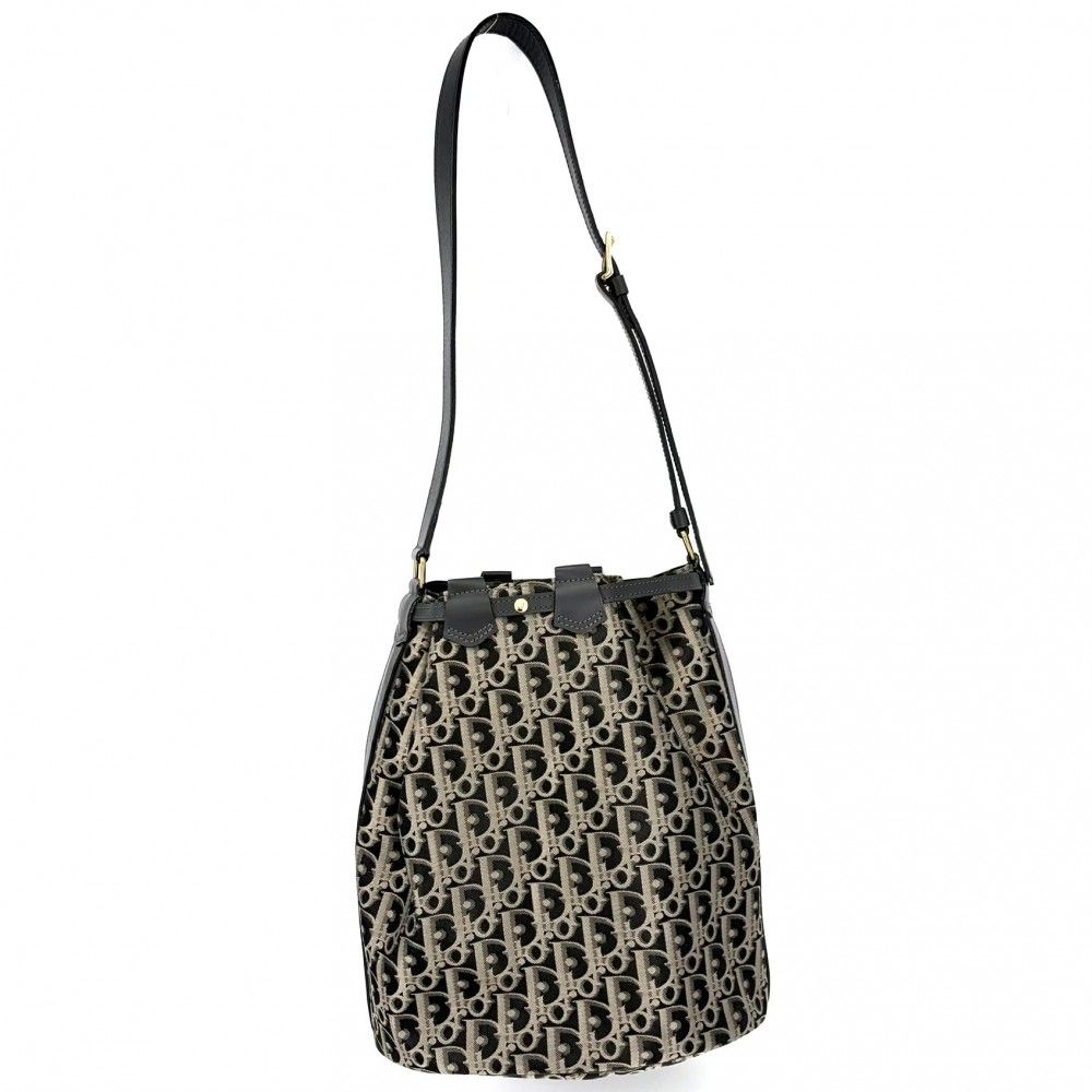 Dior Shoulder Bag Trotter Drawstring Crossbody Gold Black — view 2