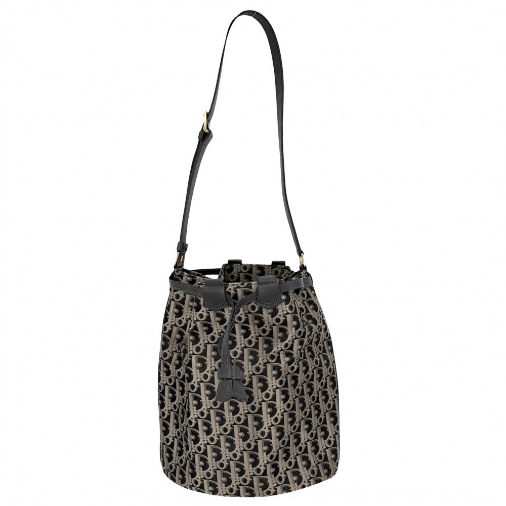 Dior Shoulder Bag Trotter Drawstring Crossbody Gold Black