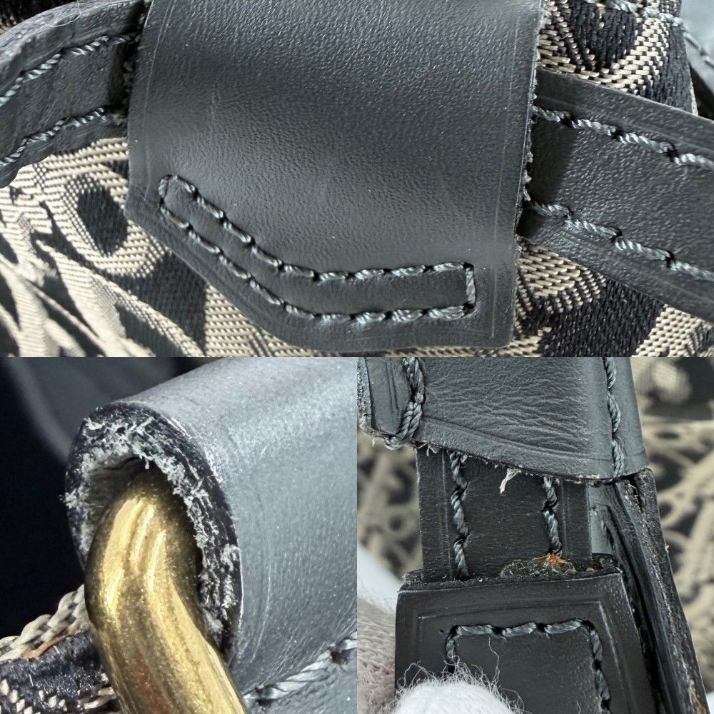 Dior Shoulder Bag Trotter Drawstring Crossbody Gold Black — view 8