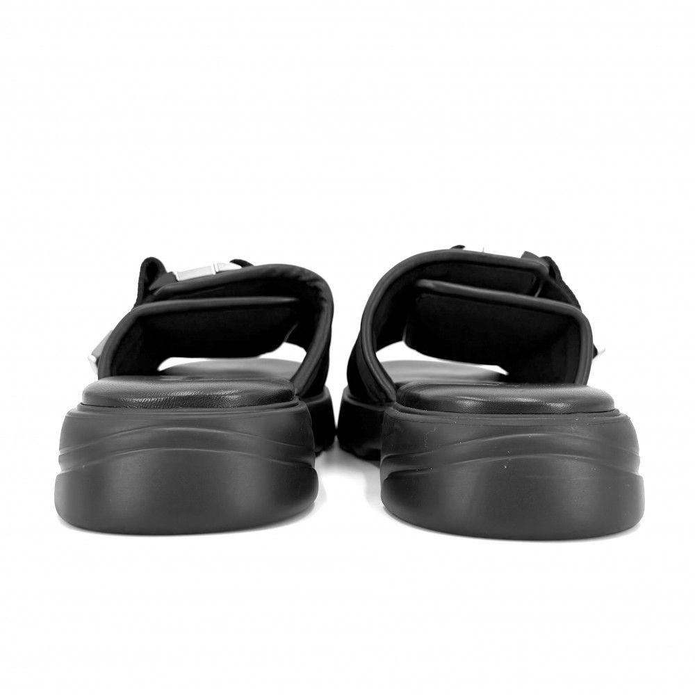 Bottega Veneta Sandals Flash Shoes 43 Rubber Leather Nylon Black Silver — view 4