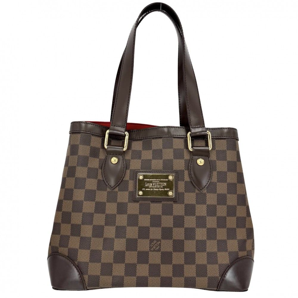 Louis Vuitton Tote Hampstead PM Handbag Shoulder Damier Canvas Brown Gold