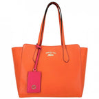 Gucci Swing Tote Shoulder Bag Leather Orange Pink Gold