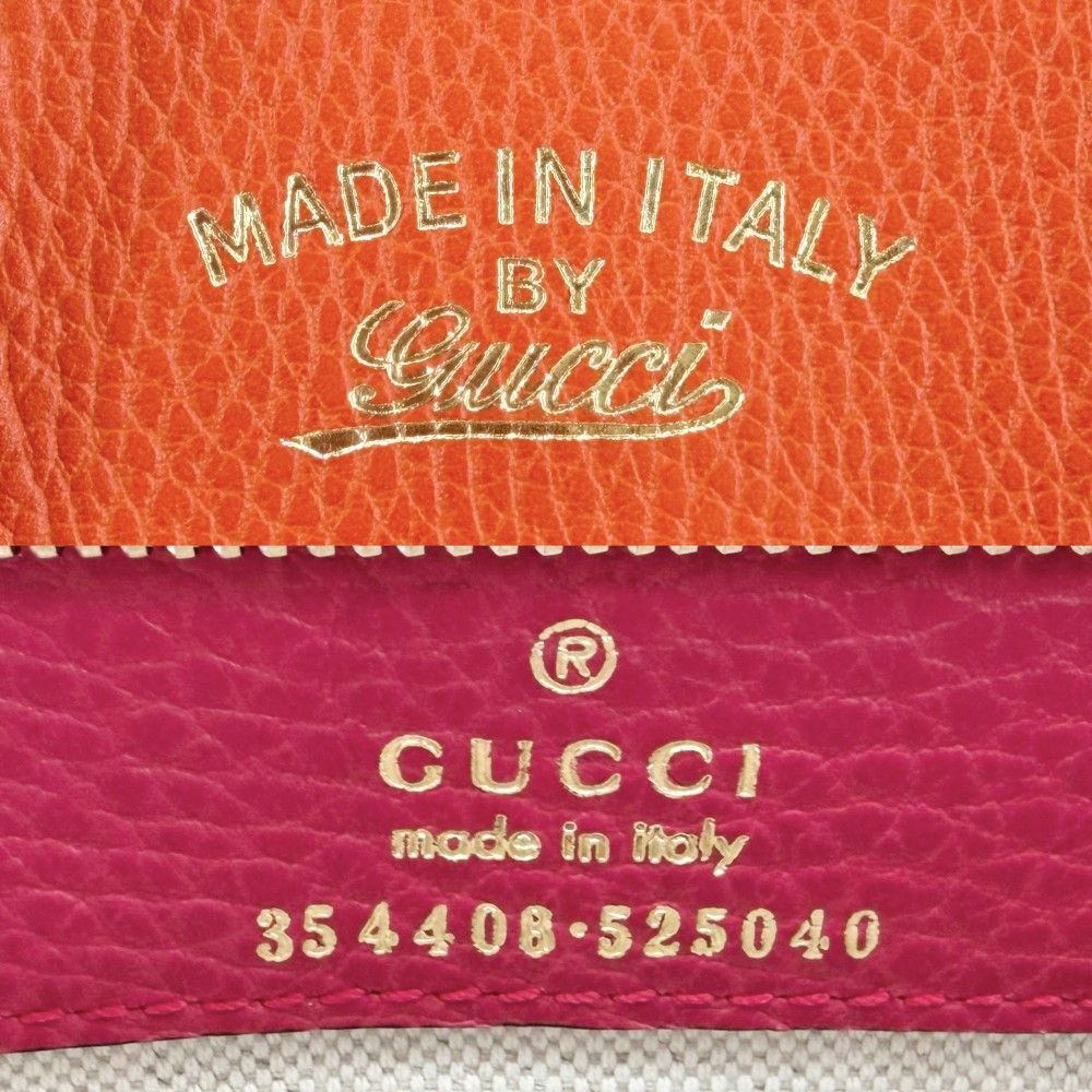 Gucci Swing Tote Shoulder Bag Leather Orange Pink Gold — view 5
