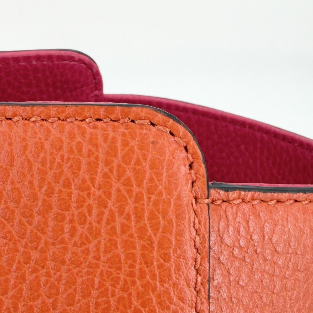 Gucci Swing Tote Shoulder Bag Leather Orange Pink Gold — view 6
