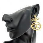 Chanel Earrings CC Logo Vintage Swing Round Gold Plated — view 2