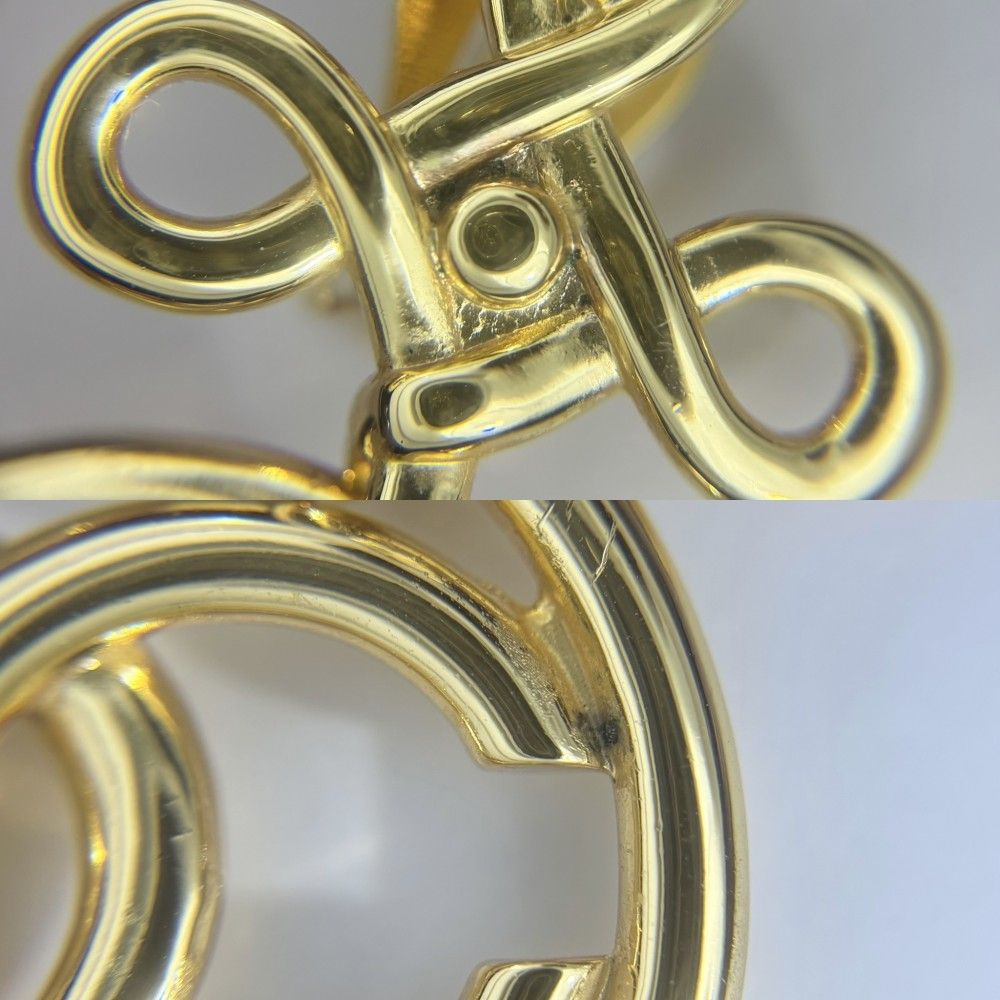Chanel Earrings CC Logo Vintage Swing Round Gold Plated — view 7