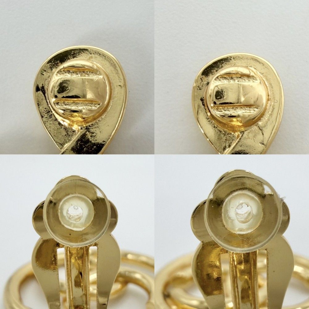 Chanel Earrings CC Logo Vintage Swing Round Gold Plated — view 3