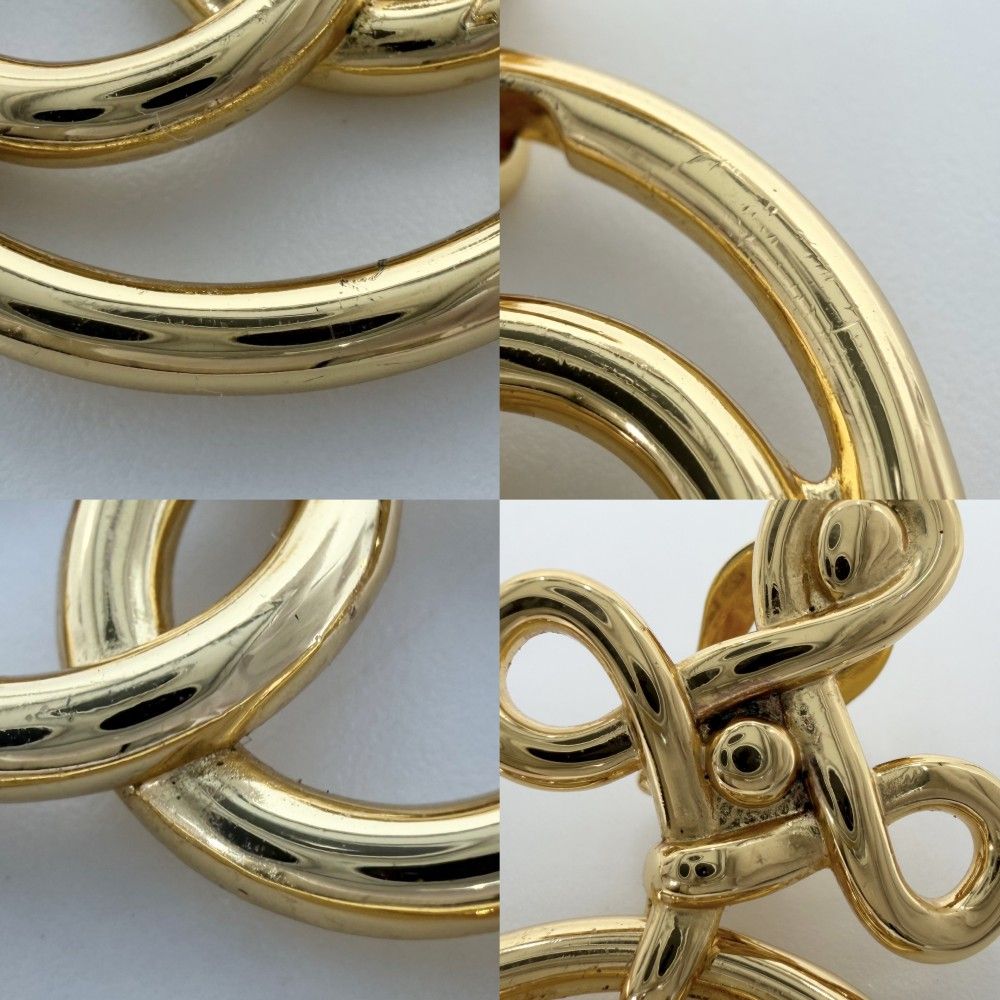 Chanel Earrings CC Logo Vintage Swing Round Gold Plated — view 5