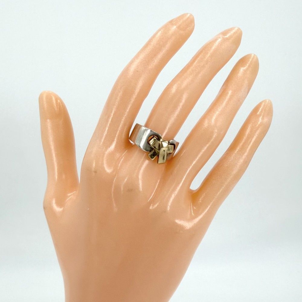 Hermes Ring Ribbon Russet Vintage 52 18k 925 Sterling Silver — view 2