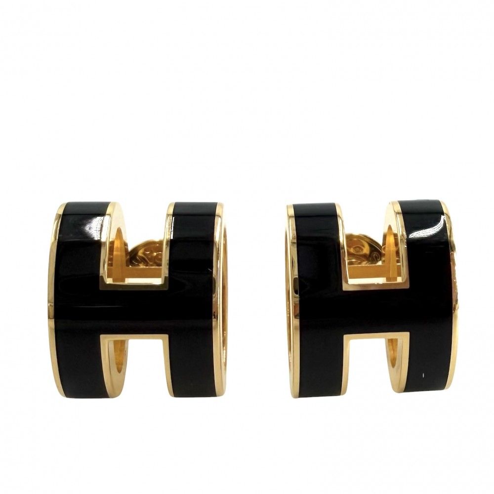 Hermes Earrings Pop Black Gold