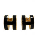 Hermes Earrings Pop Black Gold