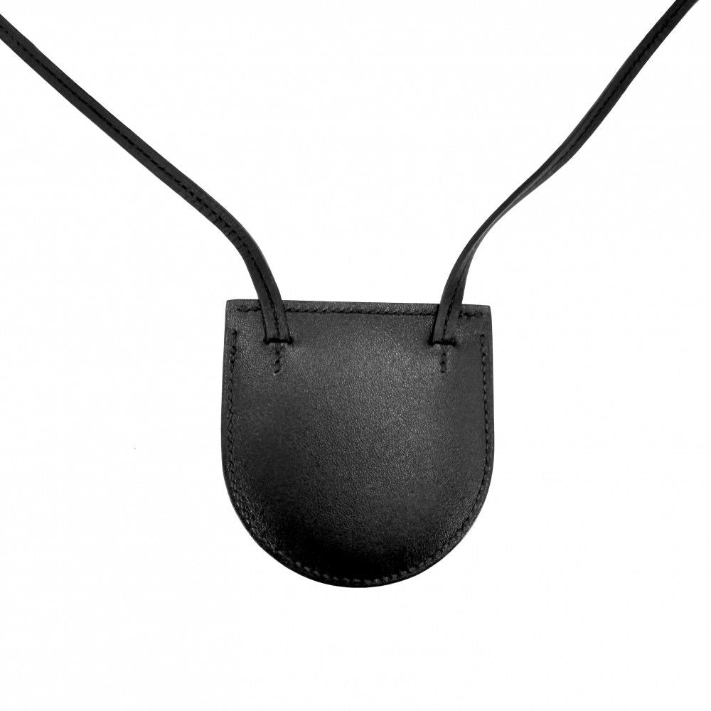 Hermes Necklace Car Navigation Studs Mini Pouch Leather Black Silver — view 2