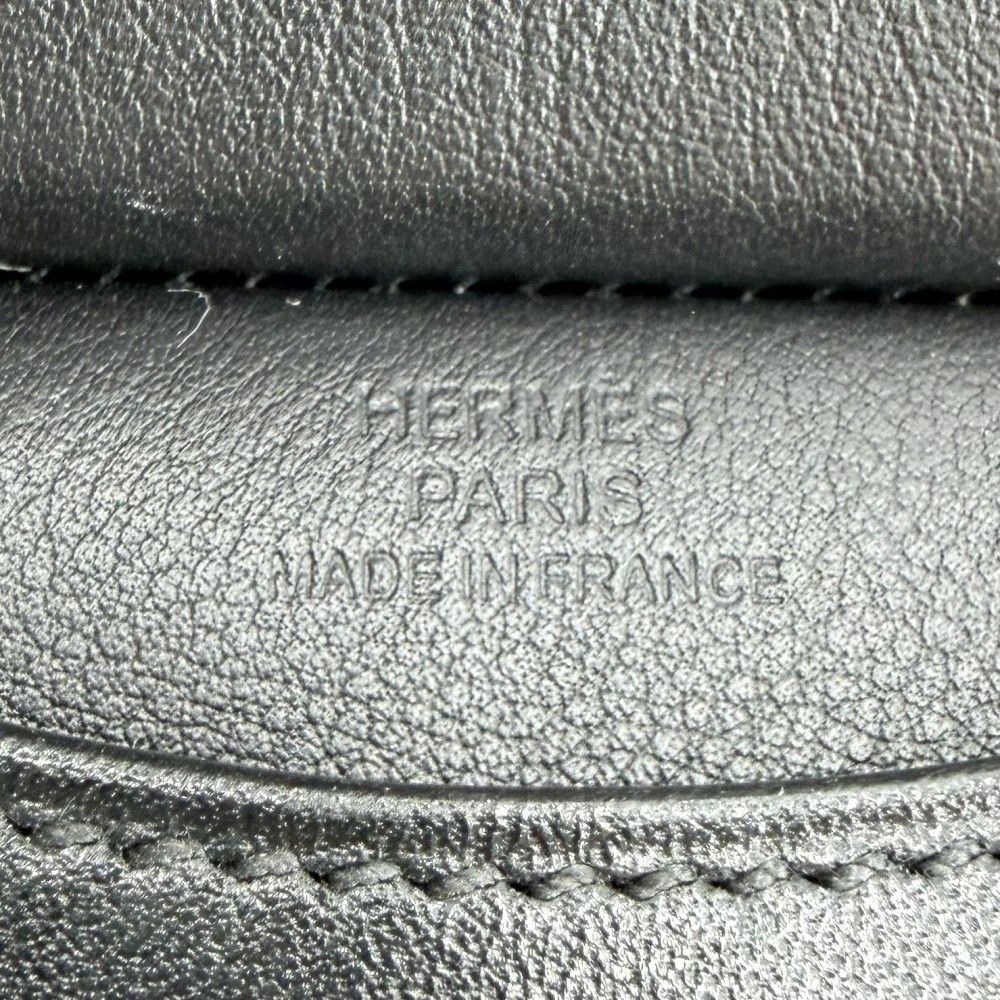 Hermes Necklace Car Navigation Studs Mini Pouch Leather Black Silver — view 5
